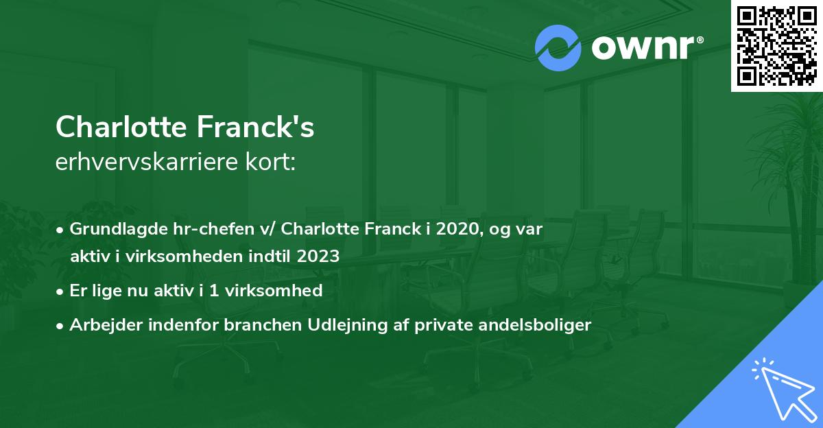 Charlotte Franck's erhvervskarriere kort