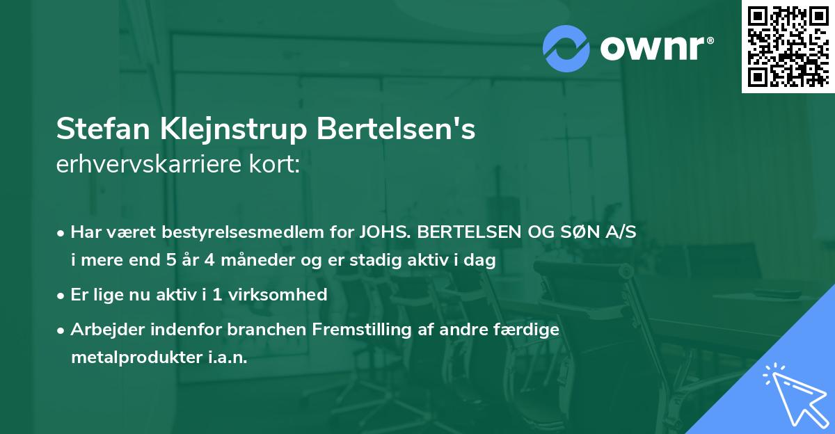 Stefan Klejnstrup Bertelsen's erhvervskarriere kort