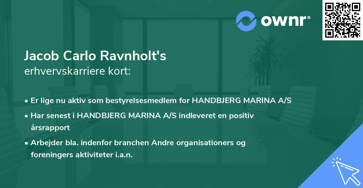 Jacob Carlo Ravnholt's erhvervskarriere kort