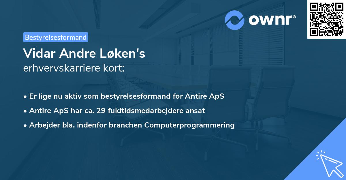 Vidar Andre Løken's erhvervskarriere kort
