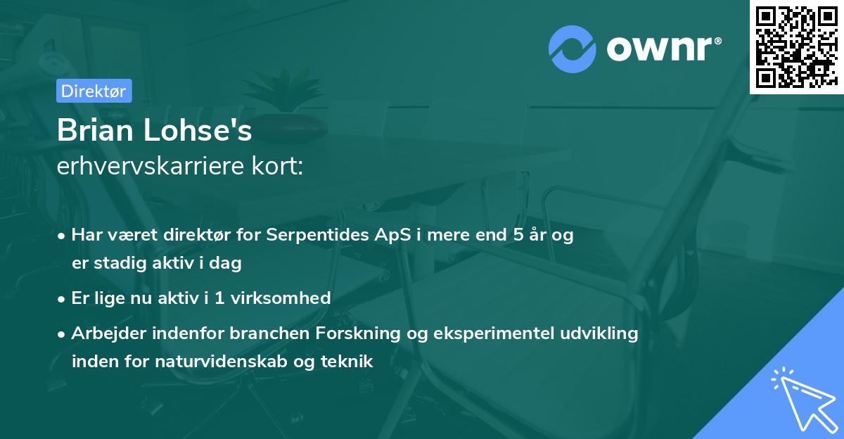 Brian Lohse's erhvervskarriere kort