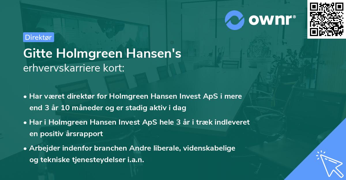 Gitte Holmgreen Hansen's erhvervskarriere kort