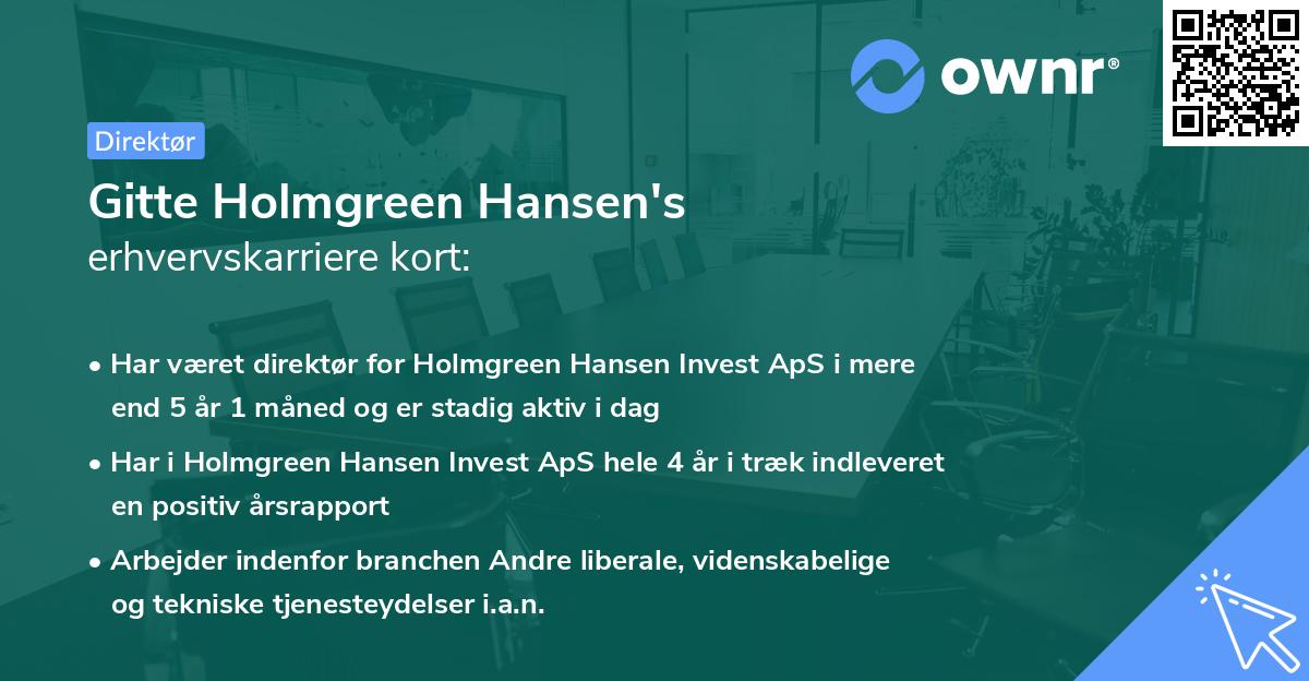 Gitte Holmgreen Hansen's erhvervskarriere kort