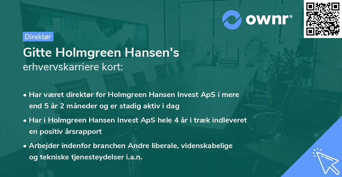 Gitte Holmgreen Hansen's erhvervskarriere kort