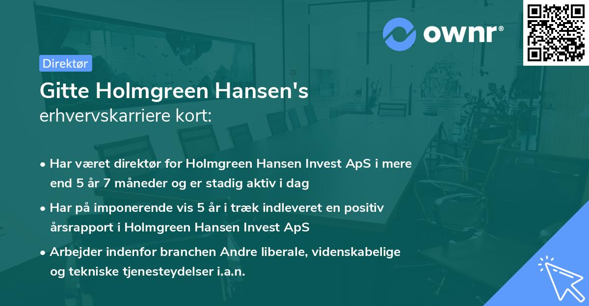 Gitte Holmgreen Hansen's erhvervskarriere kort