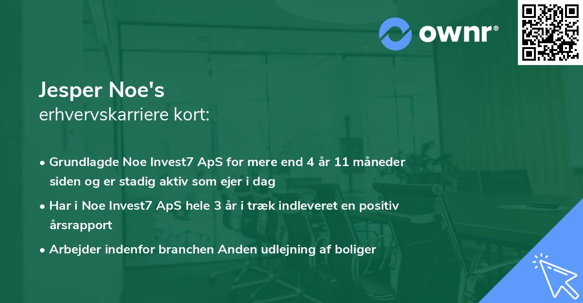 Jesper Noe's erhvervskarriere kort