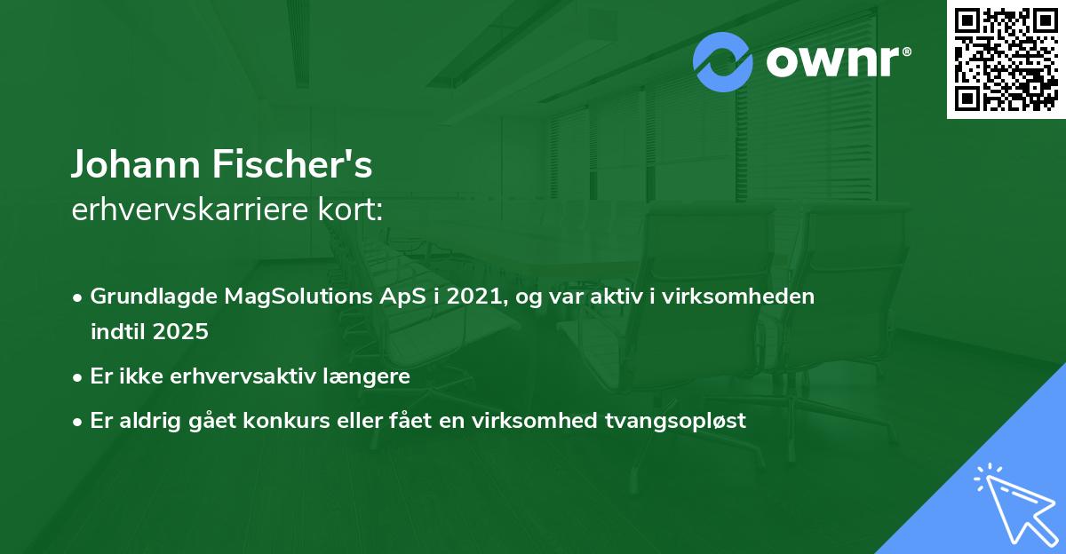 Johann Fischer's erhvervskarriere kort