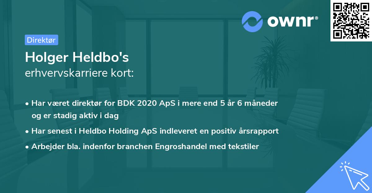 Holger Heldbo's erhvervskarriere kort