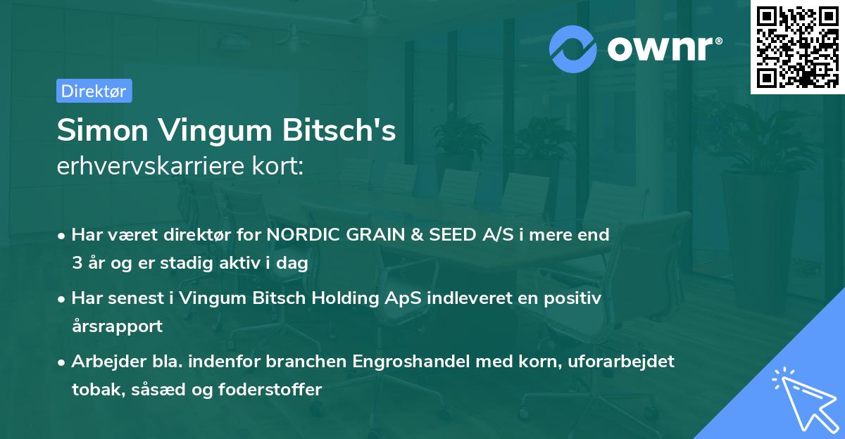 Simon Vingum Bitsch's erhvervskarriere kort