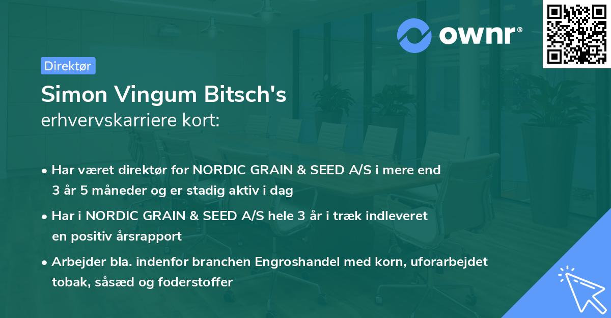 Simon Vingum Bitsch's erhvervskarriere kort