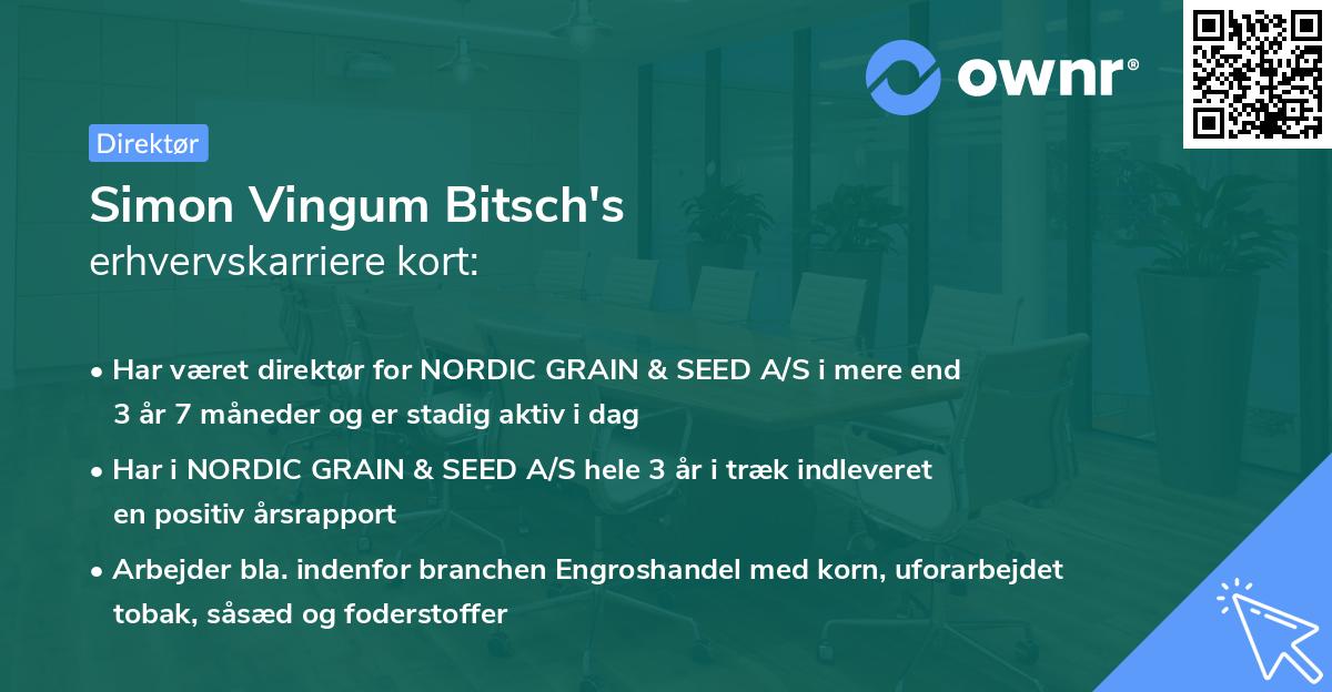Simon Vingum Bitsch's erhvervskarriere kort