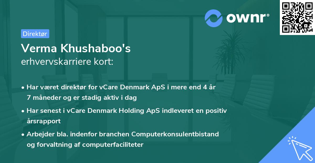 Verma Khushaboo's erhvervskarriere kort