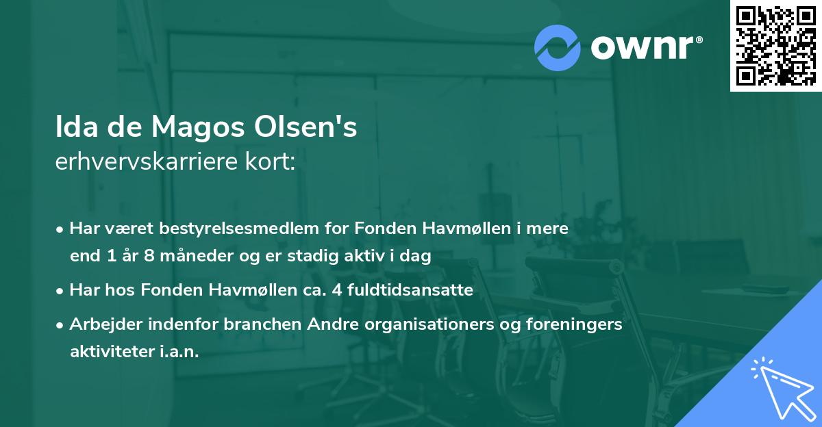 Ida de Magos Olsen's erhvervskarriere kort
