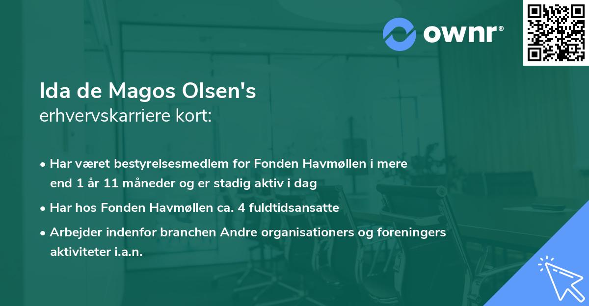 Ida de Magos Olsen's erhvervskarriere kort