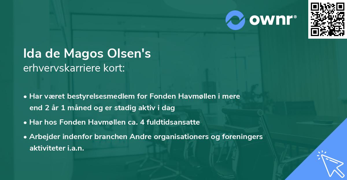 Ida de Magos Olsen's erhvervskarriere kort
