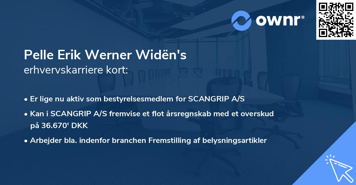 Pelle Erik Werner Widën's erhvervskarriere kort