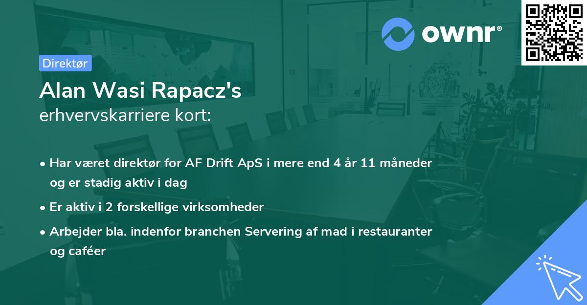 Alan Wasi Rapacz's erhvervskarriere kort