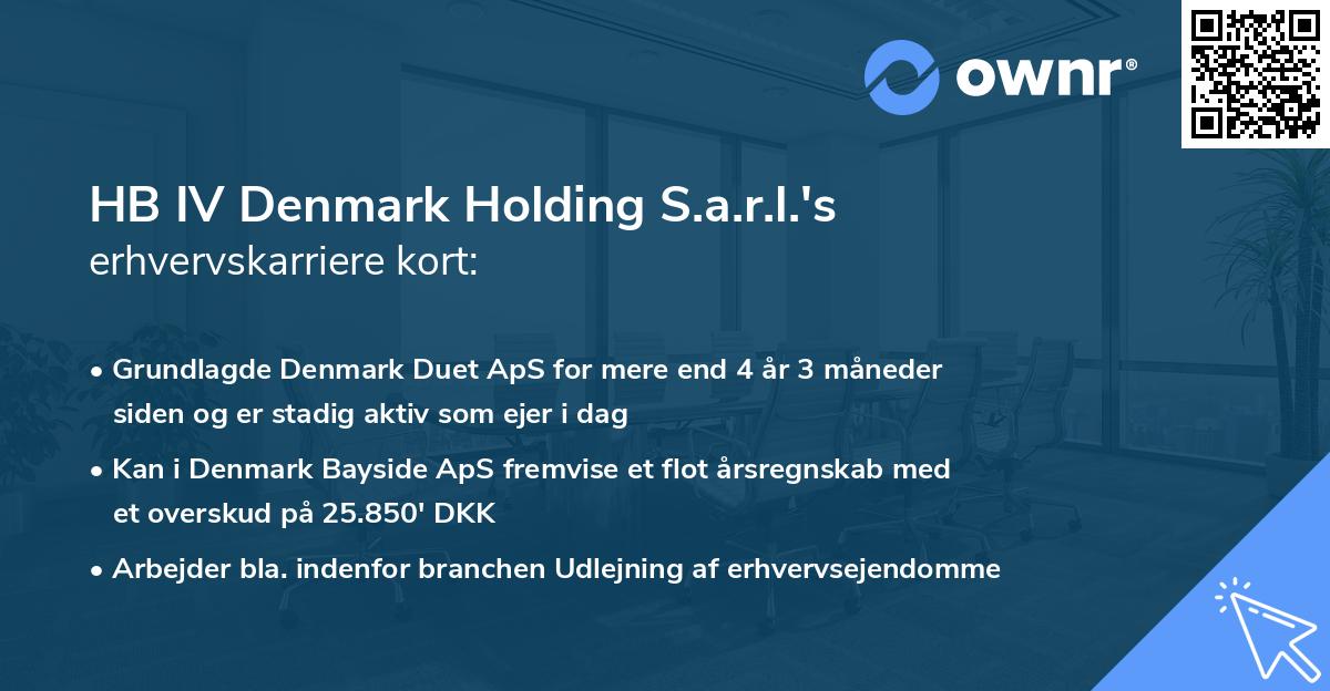 HB IV Denmark Holding S.a.r.l.'s erhvervskarriere kort