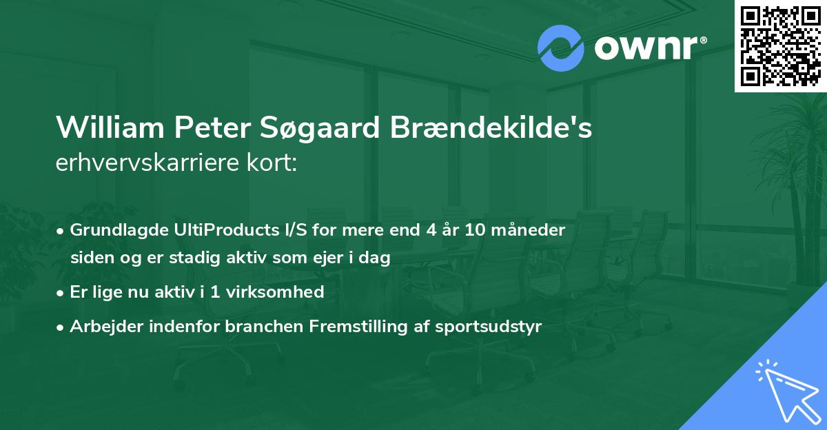 William Peter Søgaard Brændekilde's erhvervskarriere kort