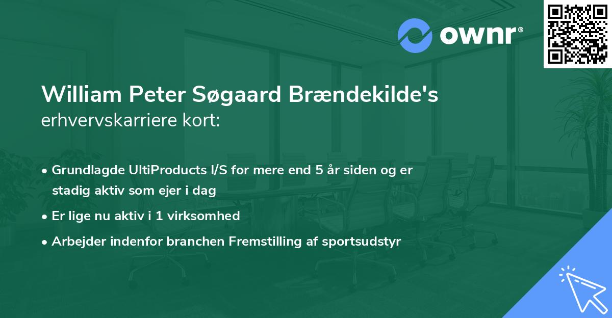 William Peter Søgaard Brændekilde's erhvervskarriere kort