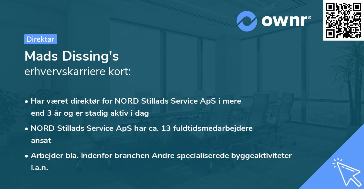 Mads Dissing's erhvervskarriere kort