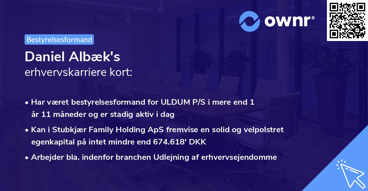 Daniel Albæk's erhvervskarriere kort