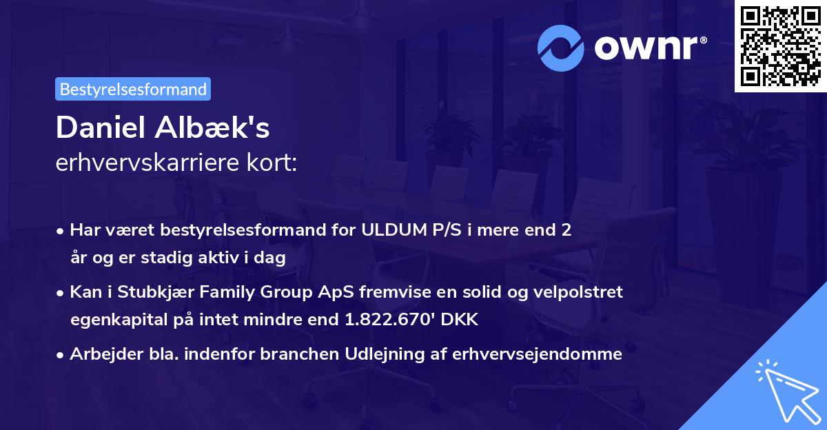 Daniel Albæk's erhvervskarriere kort