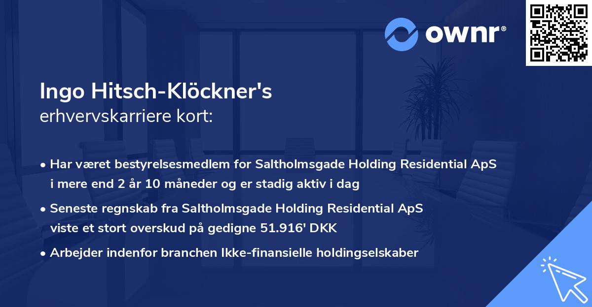 Ingo Hitsch-Klöckner's erhvervskarriere kort