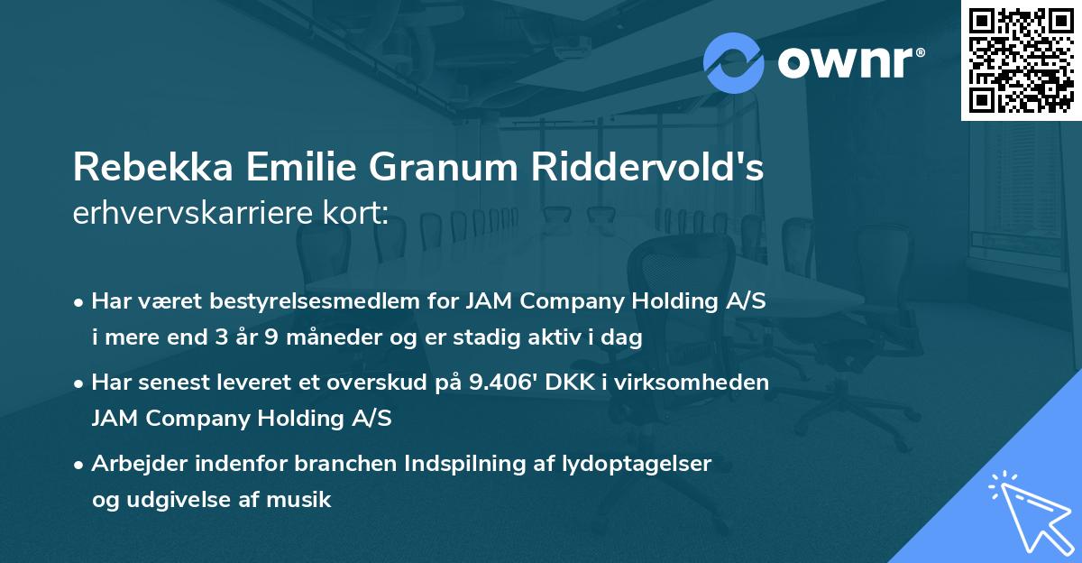 Rebekka Emilie Granum Riddervold's erhvervskarriere kort