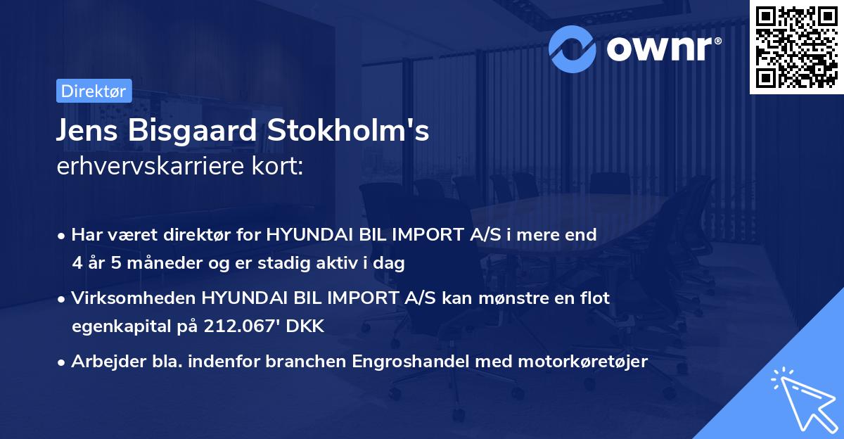 Jens Bisgaard Stokholm's erhvervskarriere kort