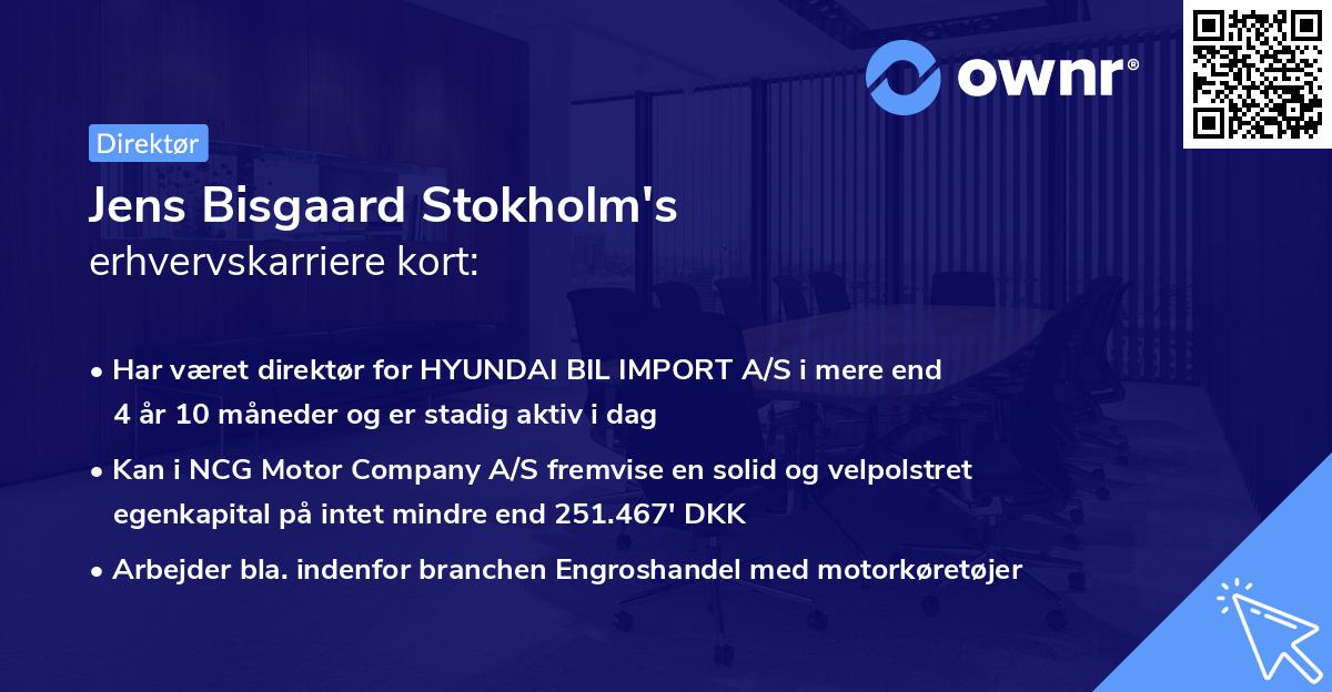 Jens Bisgaard Stokholm's erhvervskarriere kort