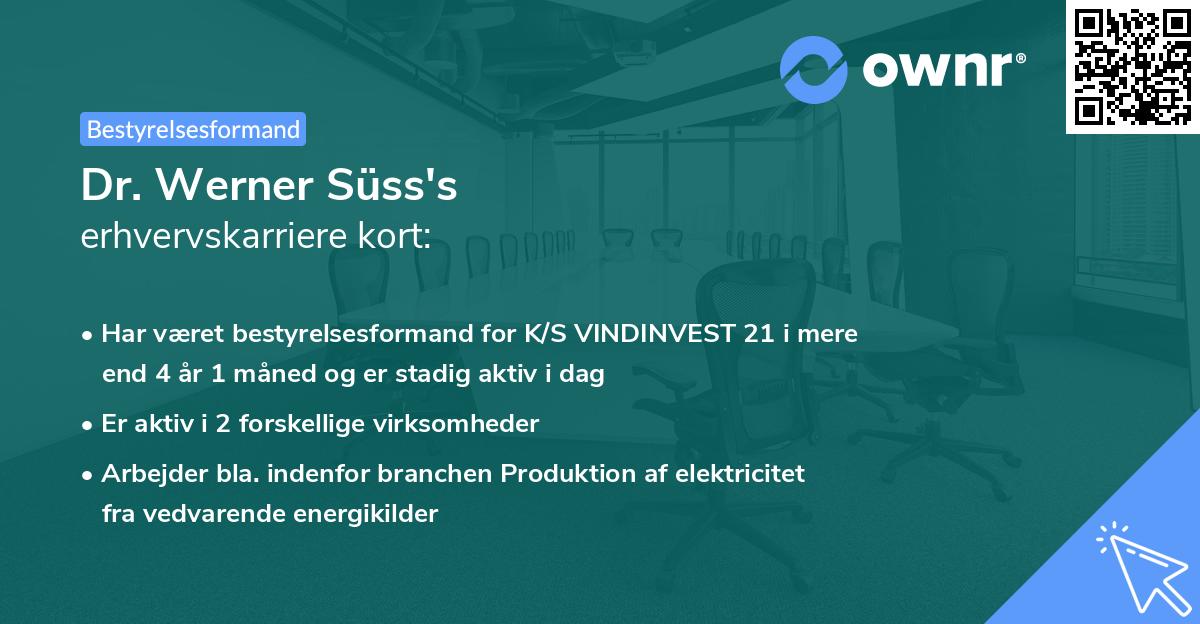 Dr. Werner Süss's erhvervskarriere kort