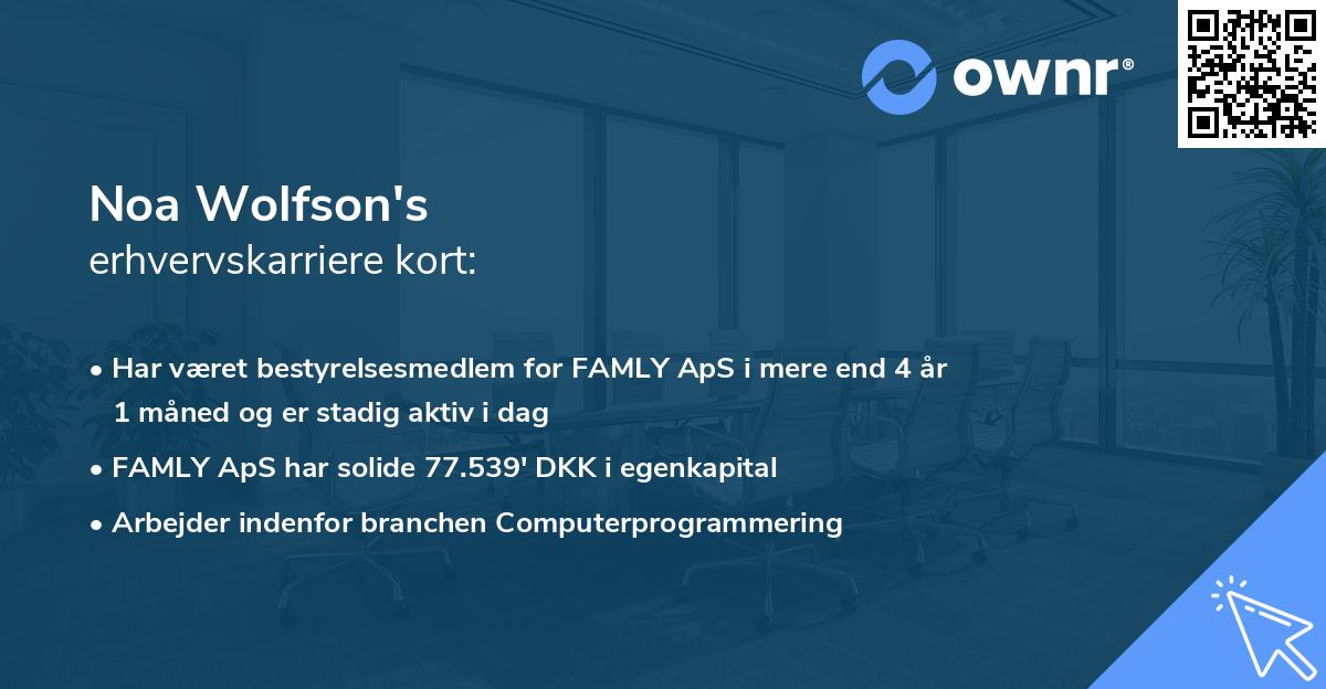 Noa Wolfson's erhvervskarriere kort