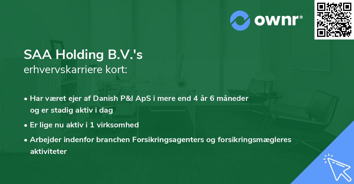 SAA Holding B.V.'s erhvervskarriere kort