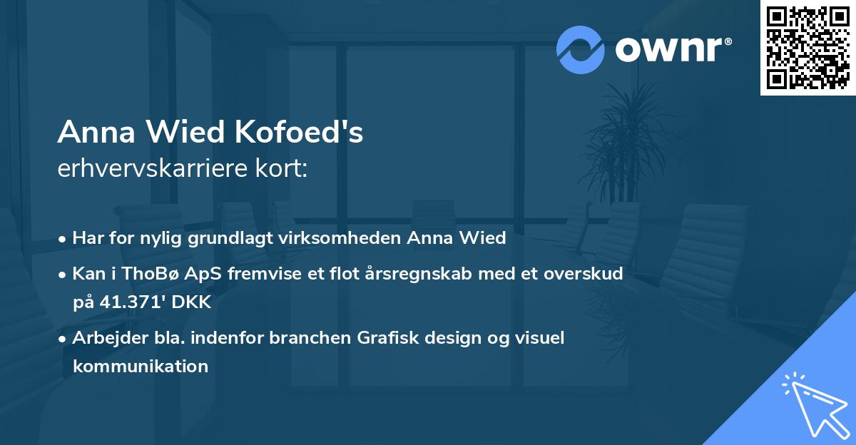 Anna Wied Kofoed's erhvervskarriere kort