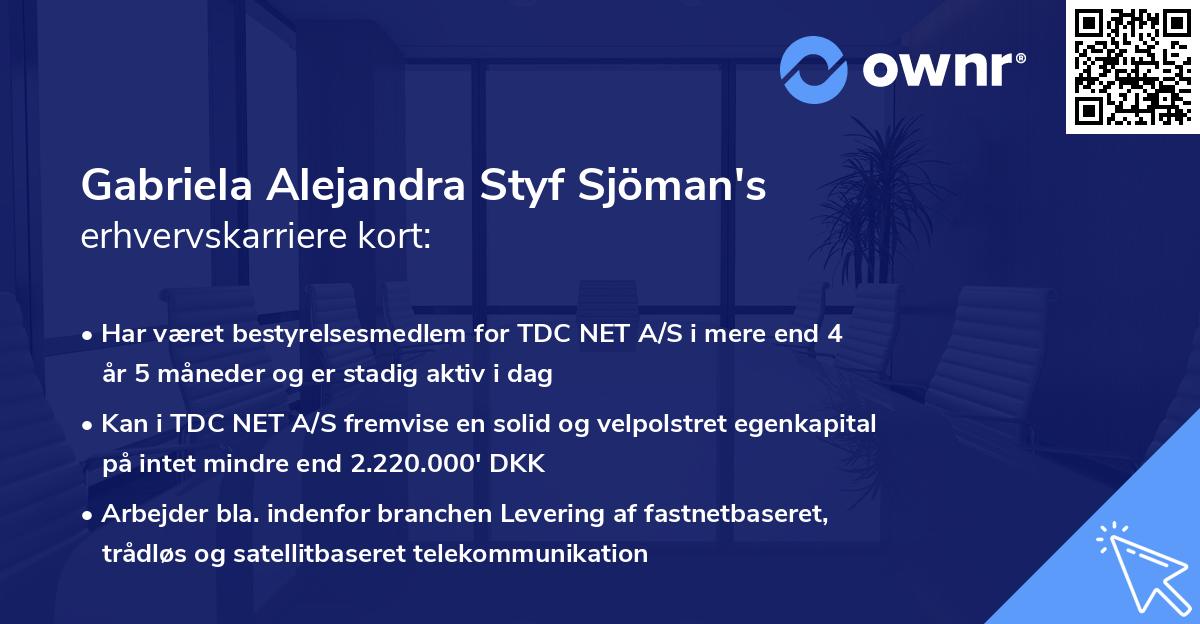Gabriela Alejandra Styf Sjöman's erhvervskarriere kort