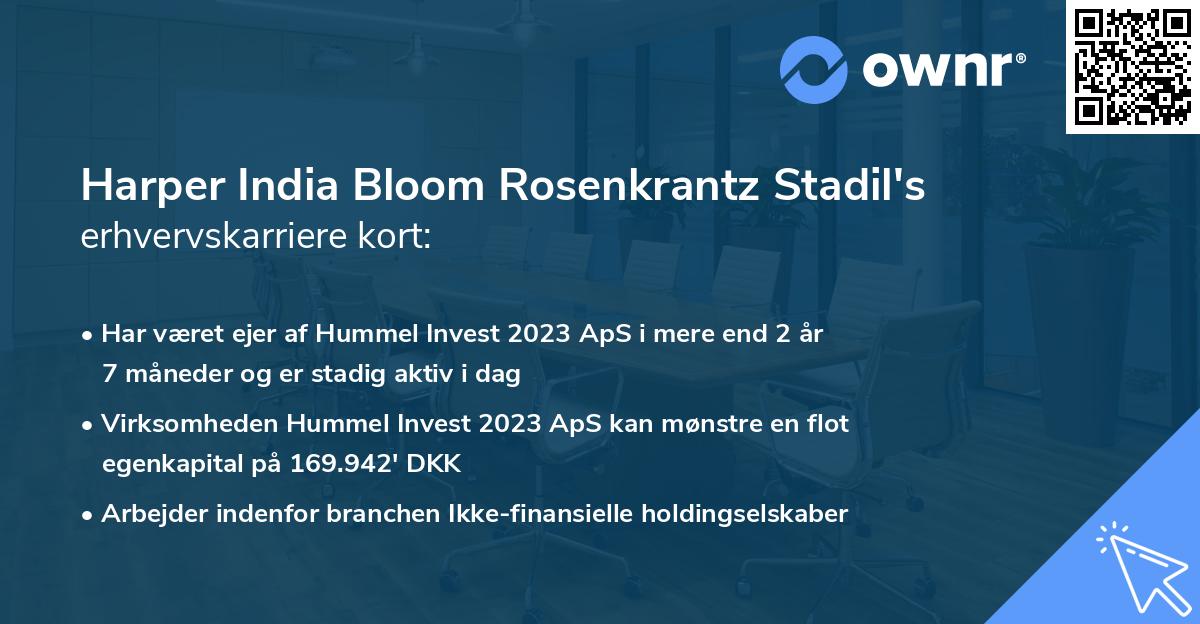 Harper India Bloom Rosenkrantz Stadil's erhvervskarriere kort