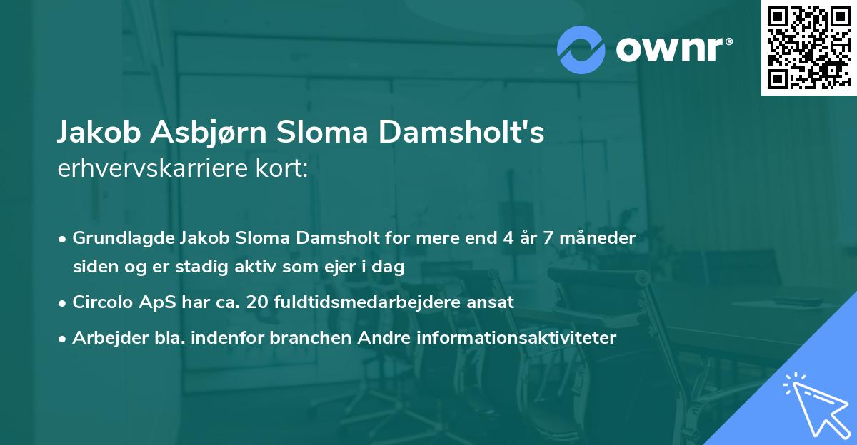 Jakob Asbjørn Sloma Damsholt's erhvervskarriere kort