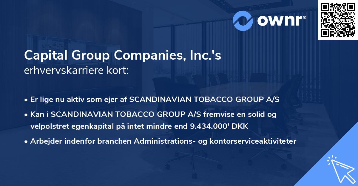 Capital Group Companies, Inc.'s erhvervskarriere kort