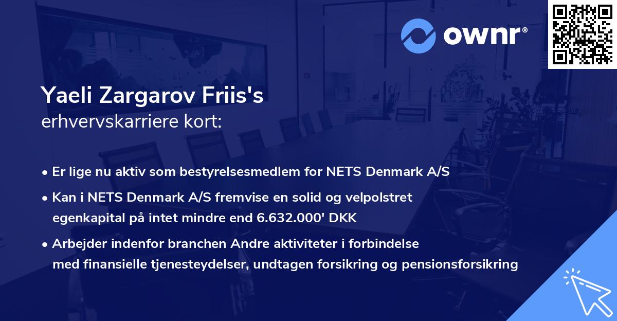 Yaeli Zargarov Friis's erhvervskarriere kort