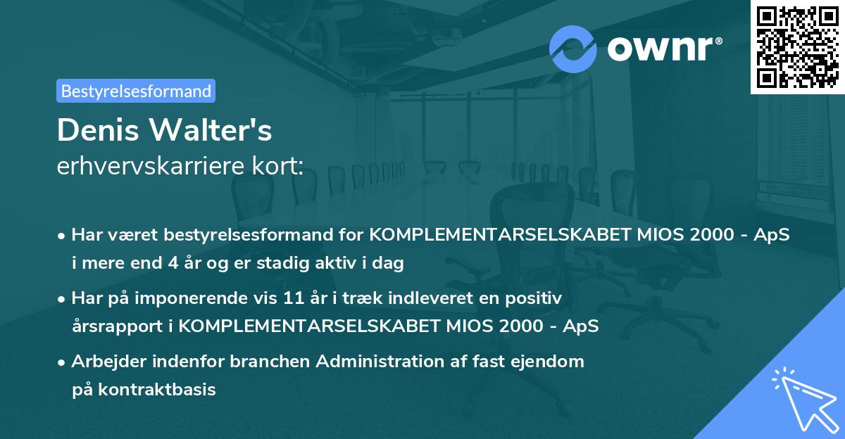 Denis Walter's erhvervskarriere kort