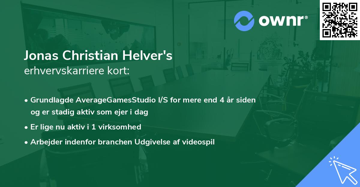 Jonas Christian Helver's erhvervskarriere kort