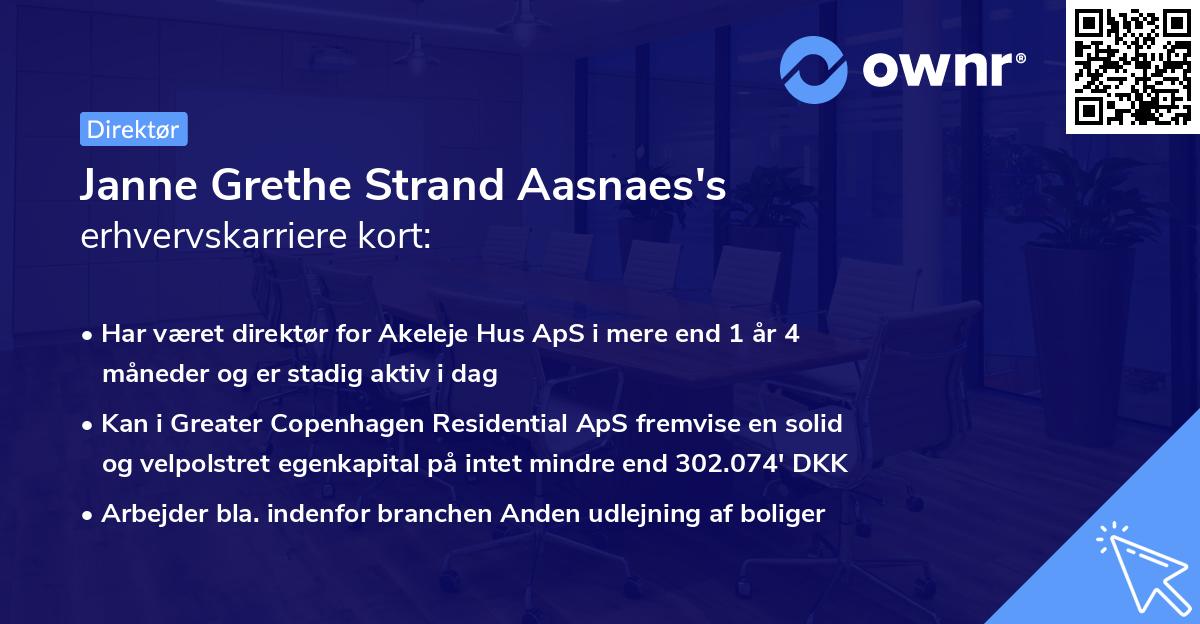 Janne Grethe Strand Aasnaes's erhvervskarriere kort