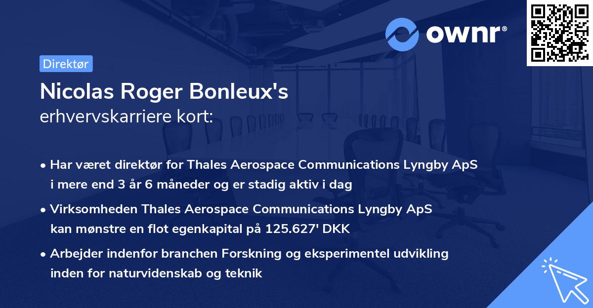 Nicolas Roger Bonleux's erhvervskarriere kort