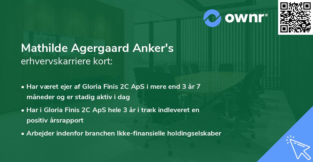 Mathilde Agergaard Anker's erhvervskarriere kort