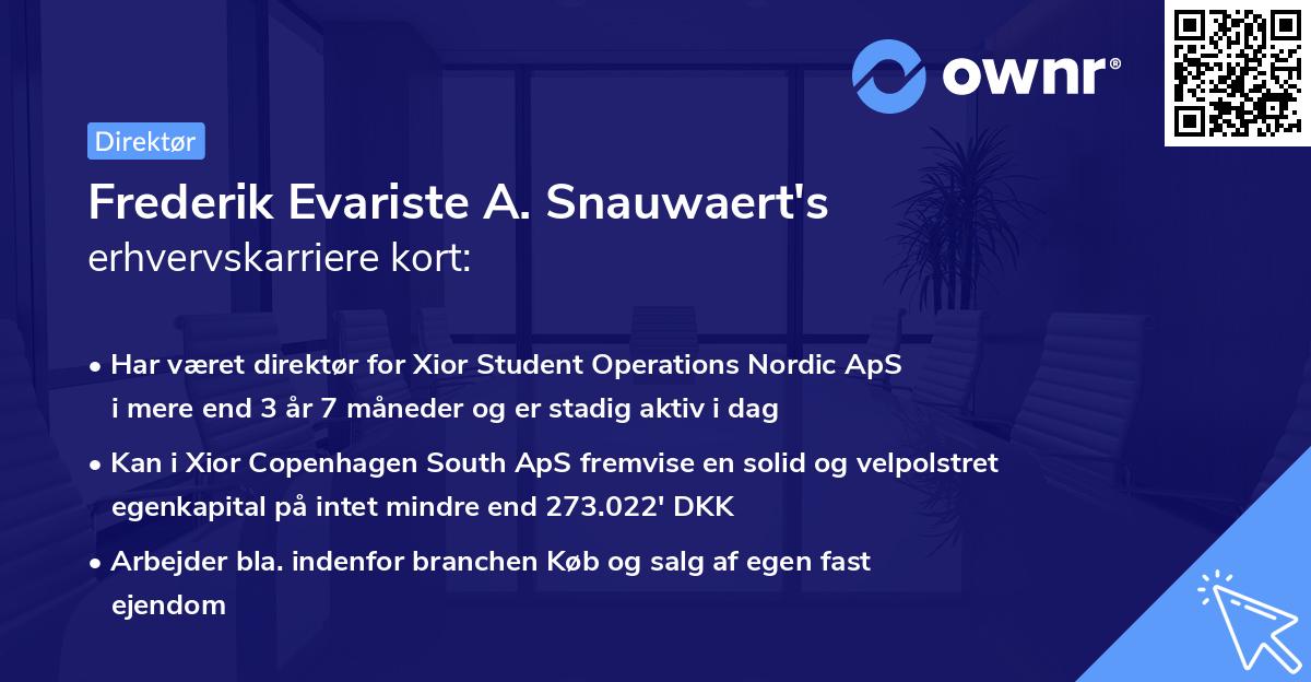 Frederik Evariste A. Snauwaert's erhvervskarriere kort