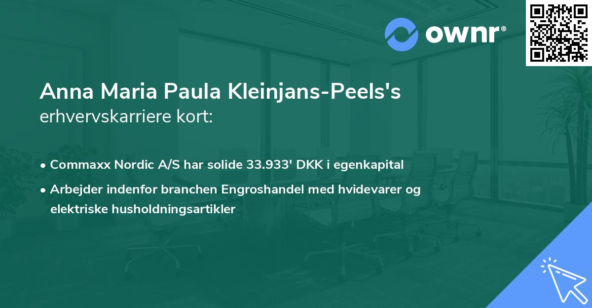 Anna Maria Paula Kleinjans-Peels's erhvervskarriere kort