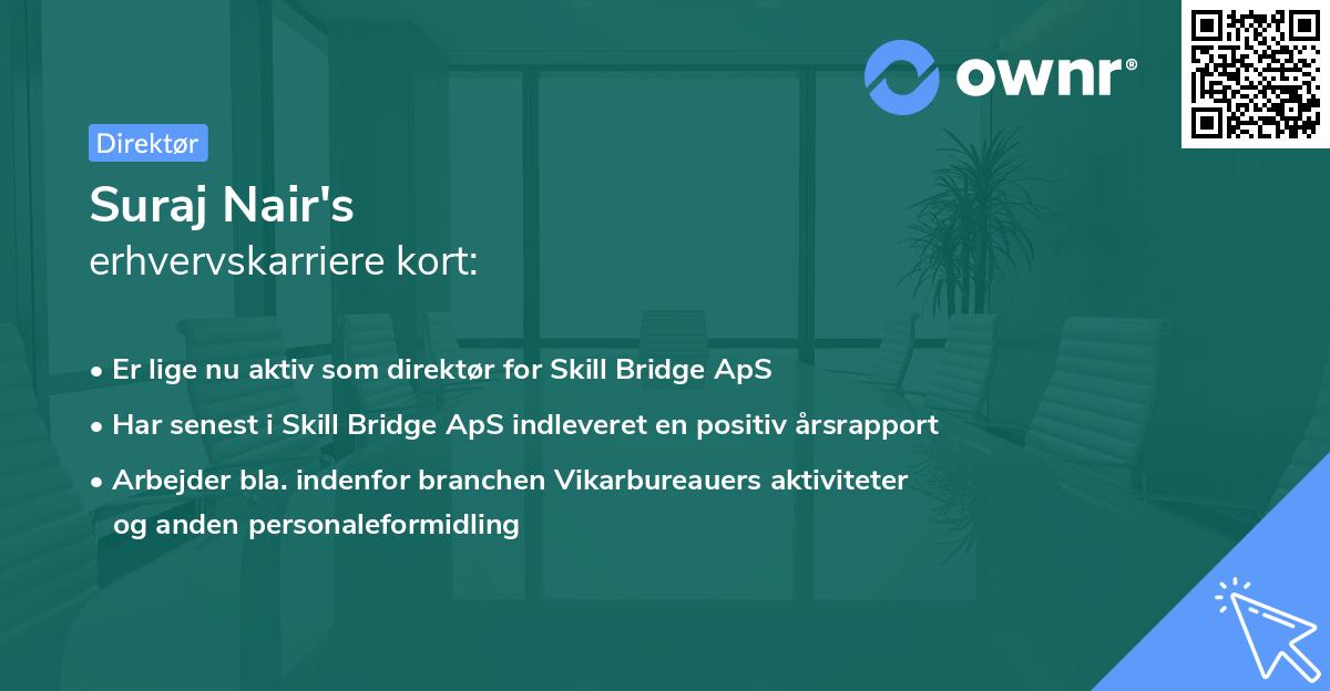 Suraj Nair's erhvervskarriere kort