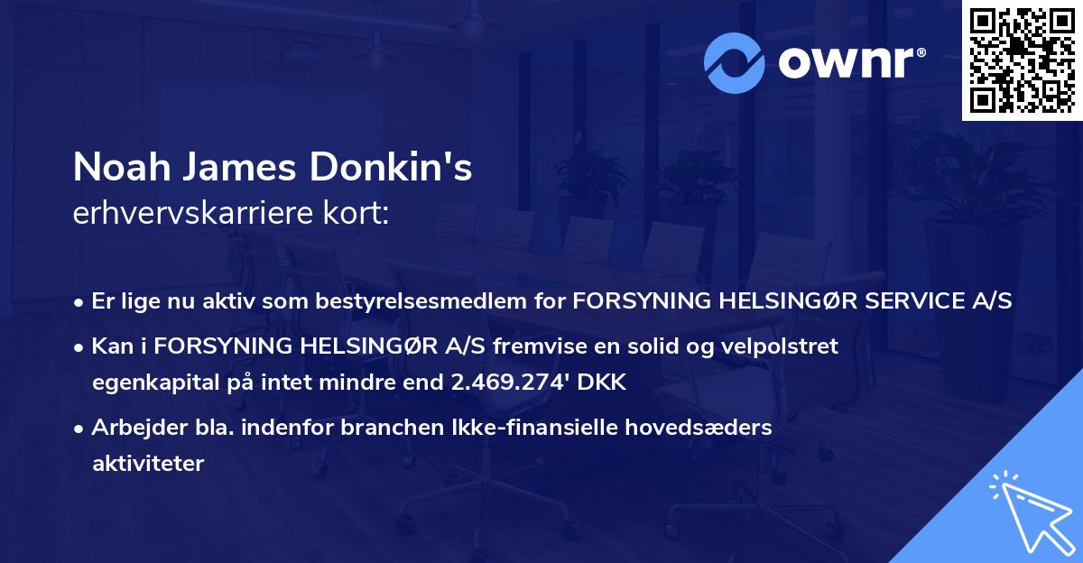 Noah James Donkin's erhvervskarriere kort