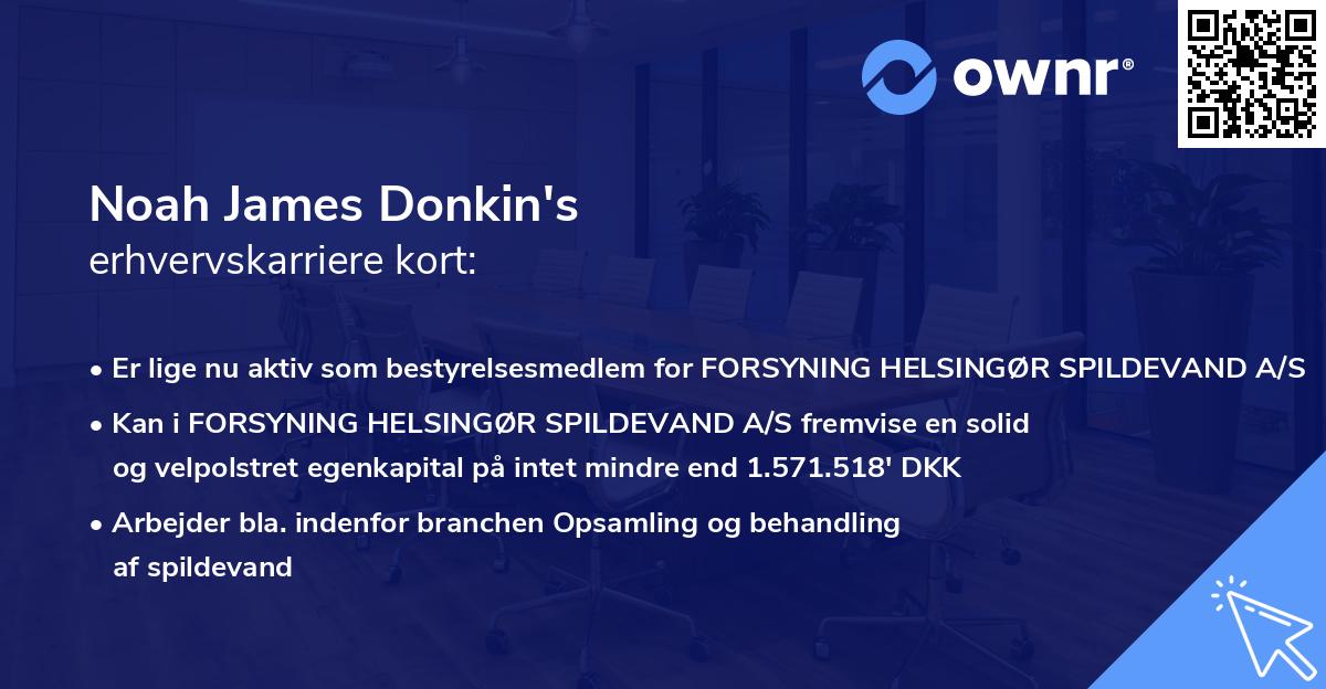 Noah James Donkin's erhvervskarriere kort